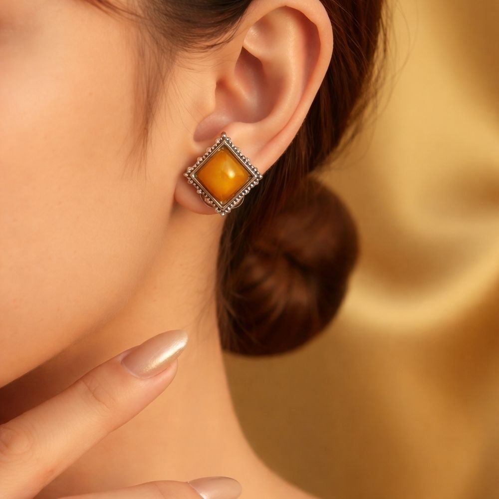 Chic Silver and Gold-Toned Square Earrings